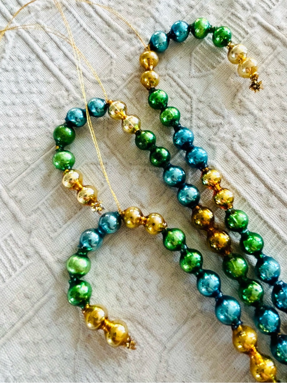 🎄 Vintage repurposed mercury glass bead candy cane holiday Christmas ornaments